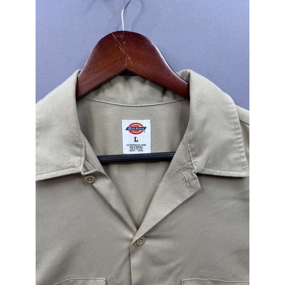 Dickies Mens Khaki Short Sleeve Work‎ Shirt Button Up Size L - Picture 4 of 10
